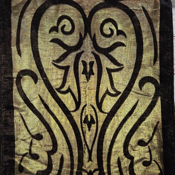 Style & Co Retro Scarf Black Velvet Gold Metallic Whimsigoth Shimmer Holiday NWT - Picture 3 of 10